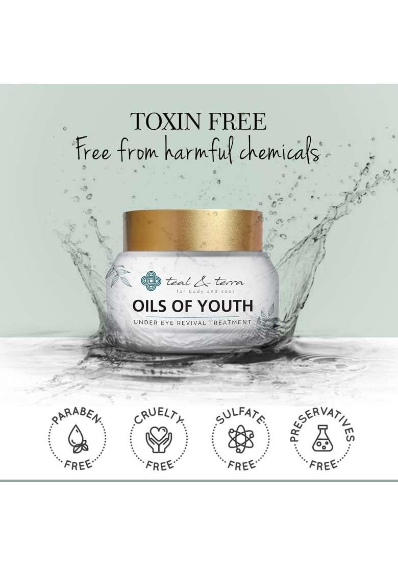 Teal and Terra Kumkumadi Oil Night Serum 30ML Plus Under Eye Revival Cream 30G for Skin Whitening and Glowing - Indya