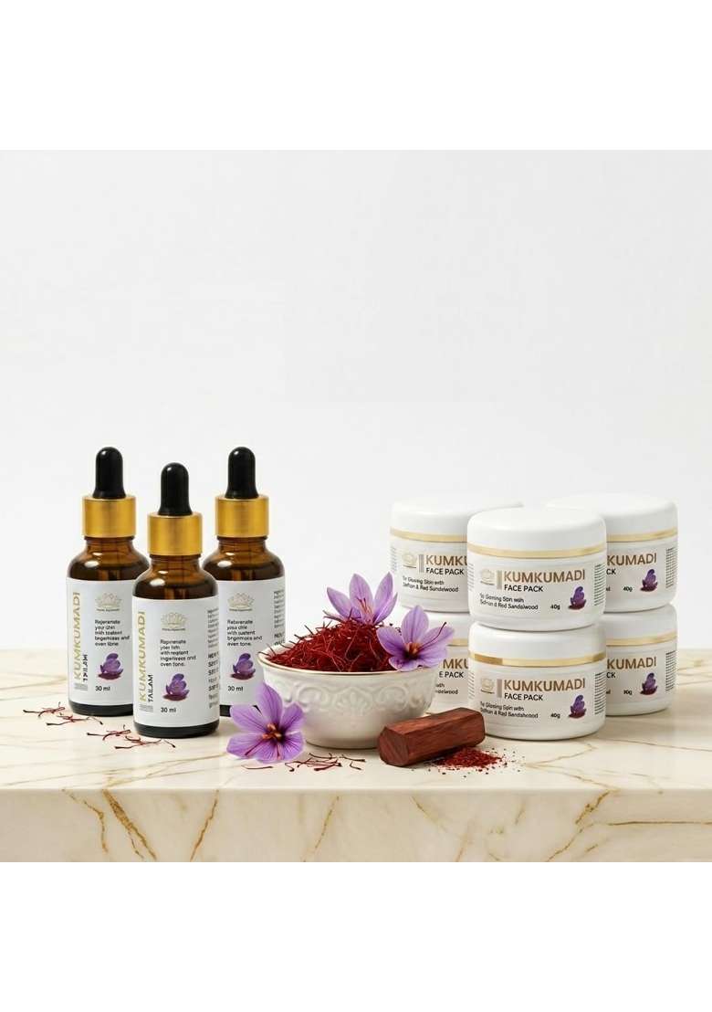 Prudas Technologies Kumkumadi Tailam Face Oil 15 ML Ayurvedic Facial Oil with Saffron Kesar Licorice Pack of 2 - Indya
