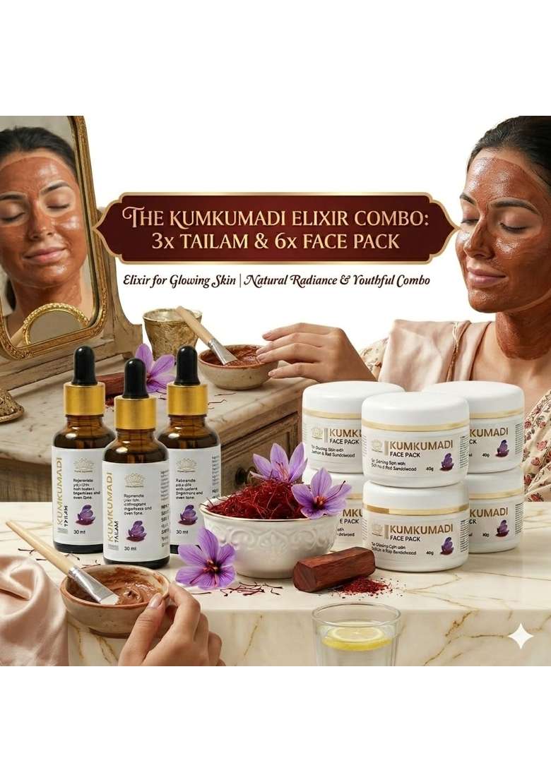 Prudas Technologies Kumkumadi Tailam Face Oil 15 ML Ayurvedic Facial Oil with Saffron Kesar Licorice Pack of 2 - Indya