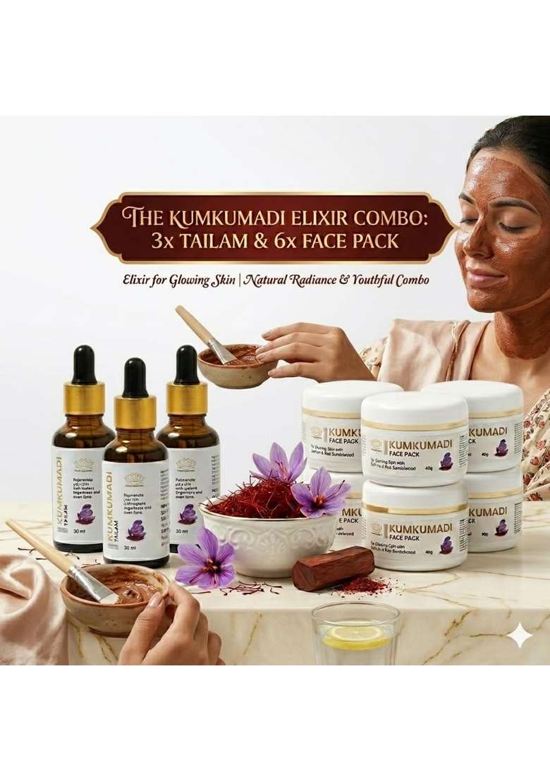 Prudas Technologies Kumkumadi Tailam Face Oil 15 ML Ayurvedic Facial Oil with Saffron Kesar Licorice Pack of 2 - Indya