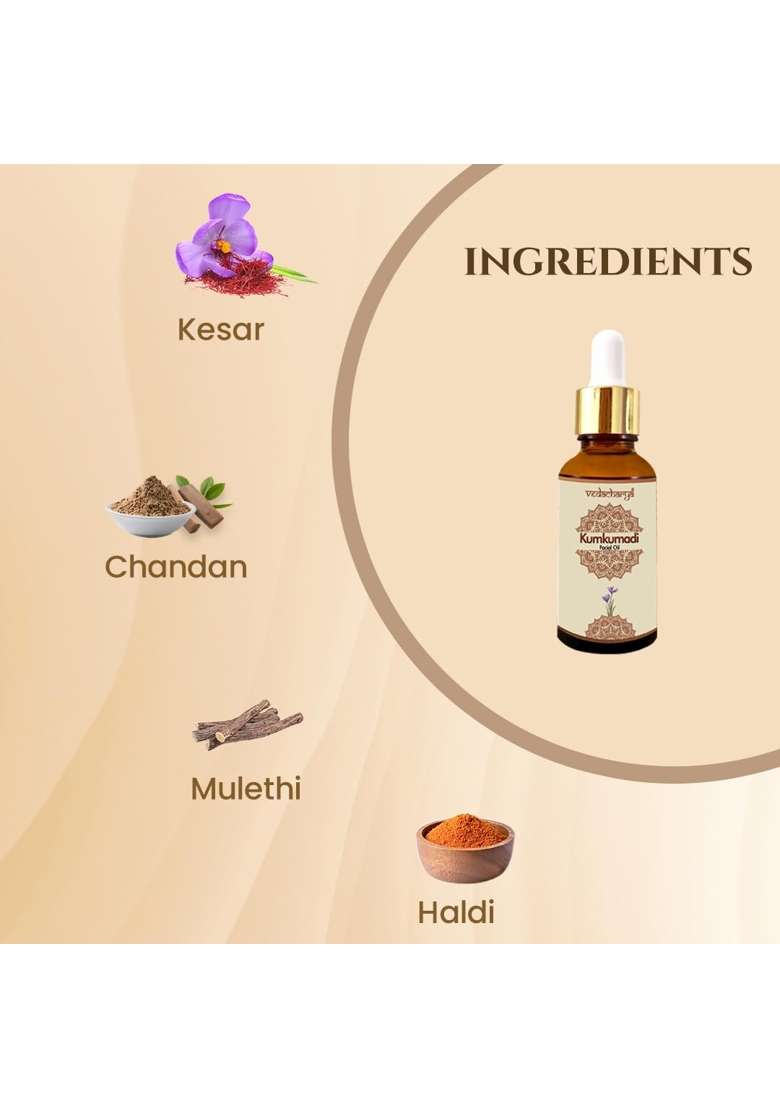Vedacharya Kumkumadi Facial Oil Enriched with Kumkumadi Tailam Age Revitalizing - Indya