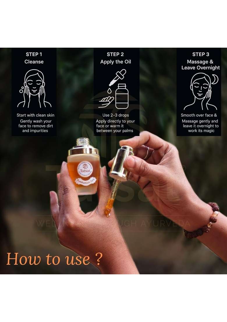 Tatsat Authentic Kumkumadi Oil 20ML Large Taila Paaka and Kshira Paaka Formulation for Glowing Radiant Skin - Indya