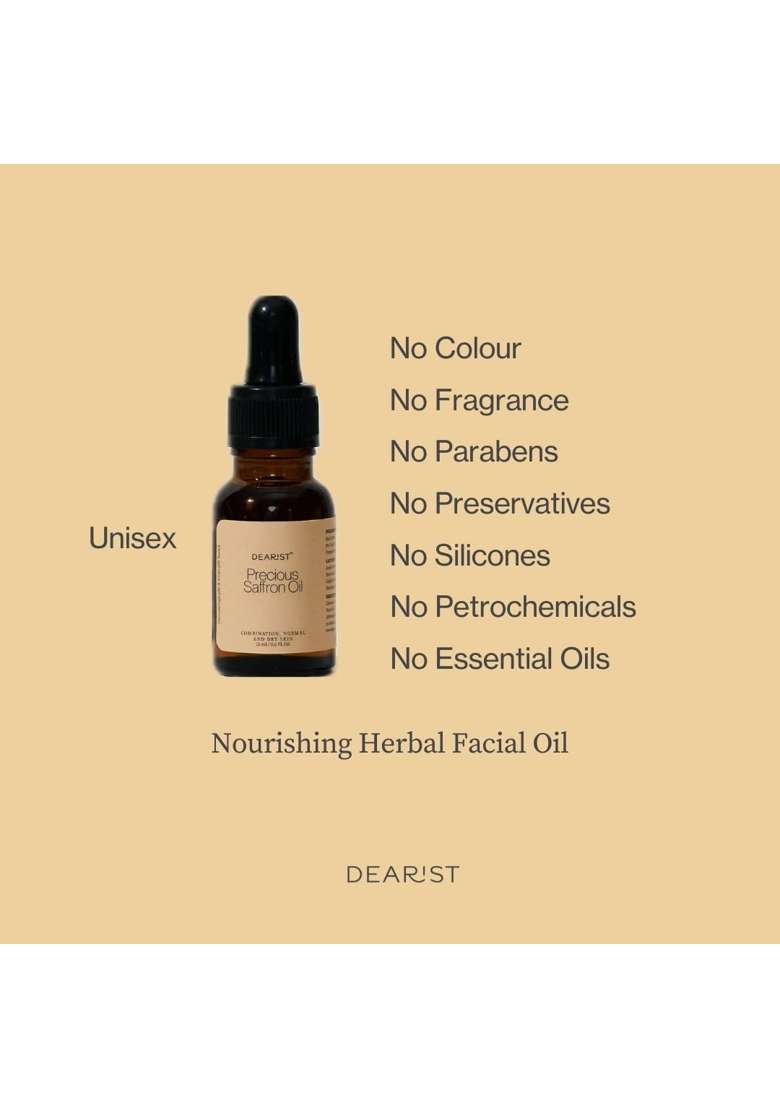 Dearist Kashmiri Saffron Face Oil 100 Plus Hour Extraction Made Using Mongra Saffron 40 Percent Kumkumadi - Indya