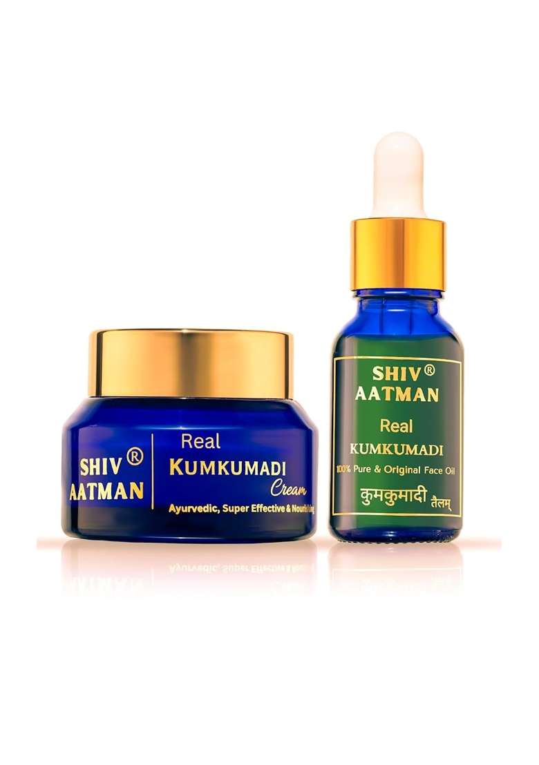 Shiv Aatman REAL Kumkumadi Oil and Cream Combo Kit Non Chemical and 100 Percent Authentic - Indya
