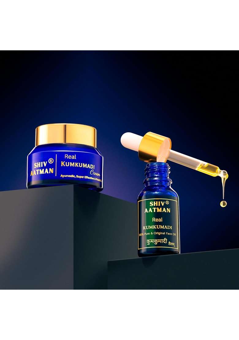 Shiv Aatman REAL Kumkumadi Oil and Cream Combo Kit Non Chemical and 100 Percent Authentic - Indya