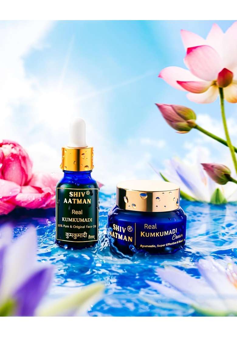 Shiv Aatman REAL Kumkumadi Oil and Cream Combo Kit Non Chemical and 100 Percent Authentic - Indya