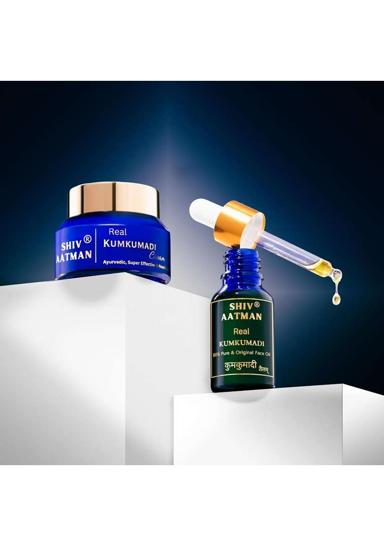 Shiv Aatman REAL Kumkumadi Oil and Cream Combo Kit Non Chemical and 100 Percent Authentic - Indya