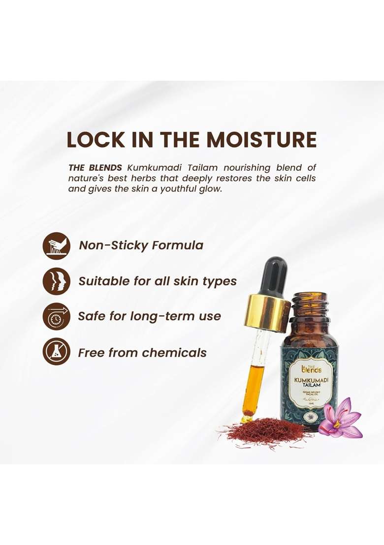 The Blends Kumkumadi Face Serum with Saffron 100 Percent Pure Ayurvedic Kumkumadi Face Oil for Face Pack of 10 - Indya