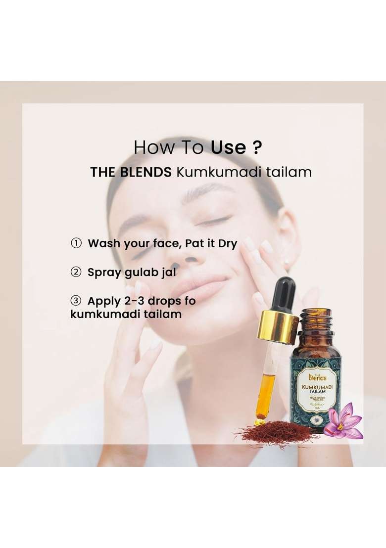 The Blends Kumkumadi Face Serum with Saffron 100 Percent Pure Ayurvedic Kumkumadi Face Oil for Face Pack of 10 - Indya