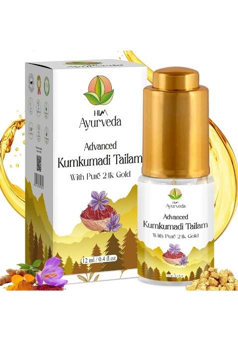 HIM Ayurveda Advanced 24K Gold Ayurvedic Kumkumadi Oil Tailam Natural and Organic Herbs