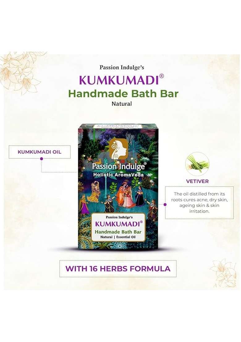 Passion Indulge Kumkumadi Gold Facial Oil 30ML Plus Free Natural Handmade Bath Bar 150G Pack of 2 - Indya