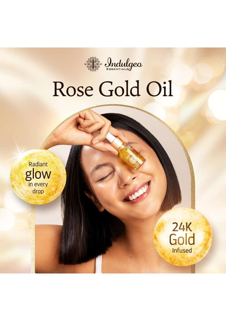 Indulgeo Essentials 24K Rose Gold Beauty Oil 30ML Lightweight Face Makeup Primer for Glowing Skin - Indya