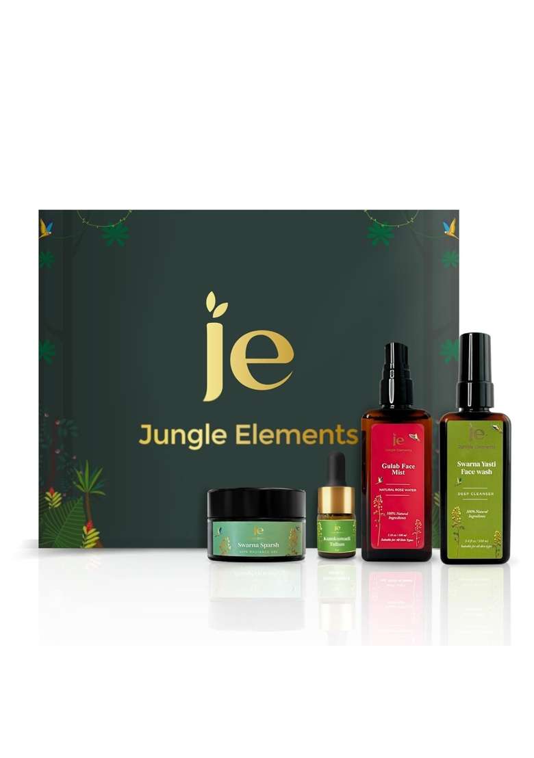 Jungle Elements Ayurvedic Personal Care Combo Kumkumadi Oil Swarna Sparsh Moisturizer - Indya