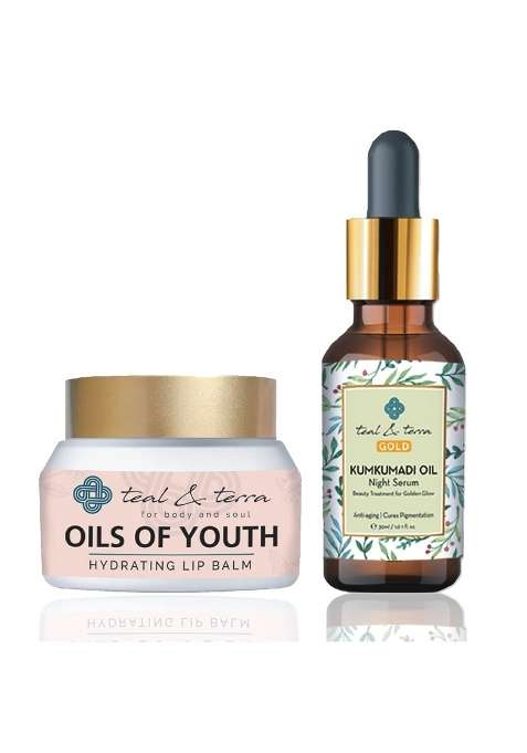 Teal and Terra Skincare Combo Kumkumadi Oil Tailam 30ML Plus Hydrating Lip Balm 30G