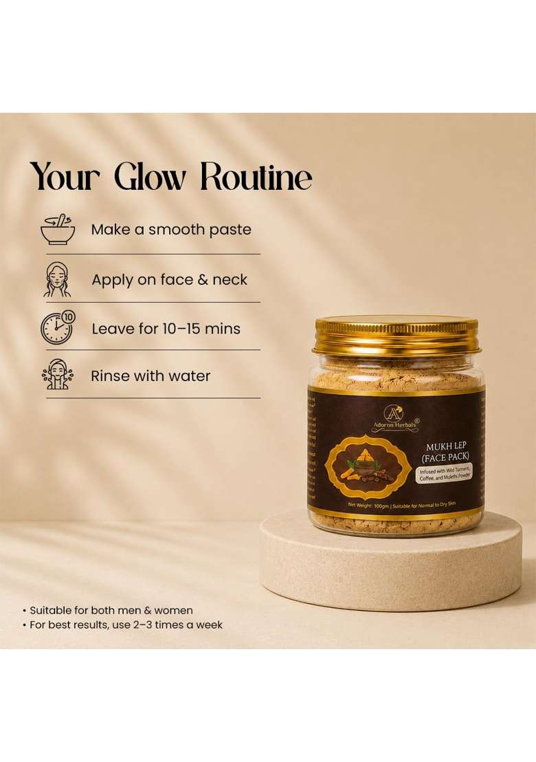 Adornn Herbals Brown Ayurvedic Skincare Combo Mukh Lep 100G Body Ubtan 250G Kumkumadi Oil 30ML - Indya