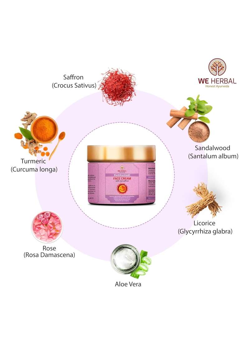 WE Herbal Facial Glow Kit Gift Hamper for Women Includes Kumkumadi Cream Kumkumadi Oil Ubtan Face Wash - Indya