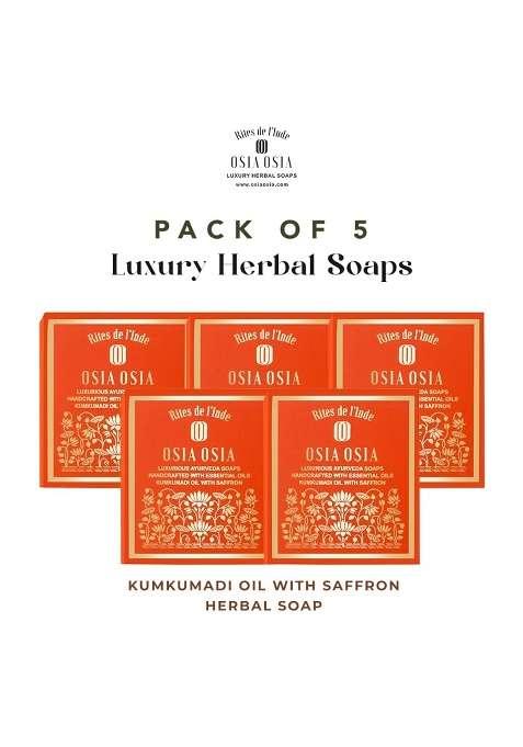 OSIA Orange Ayurvedic Herbal Bar Soap Kumkumadi Oil and Saffron Pack of 5