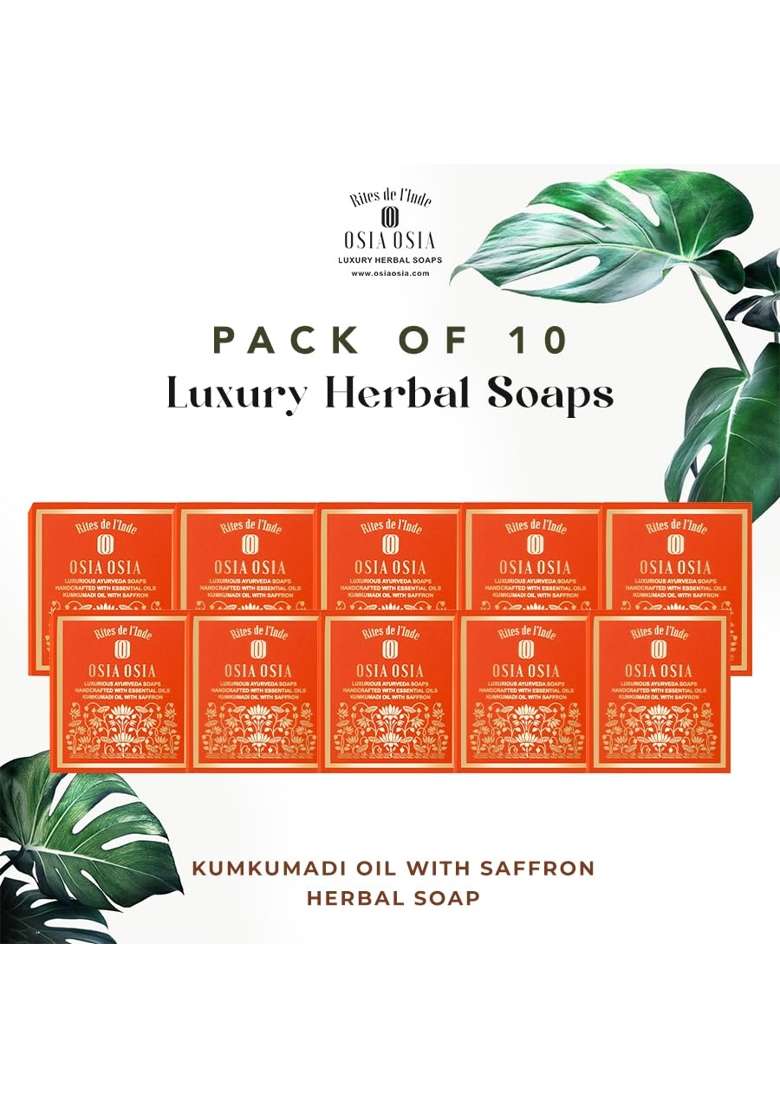 Osia Orange Ayurvedic Handmade Kumkumadi and Saffron Herbal Soap Pack of 10 - Indya