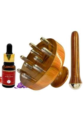 Casaveda Ayurvedic Glow and Relaxation Combo Kansa Scalp Massager and Body Stimulator Plus Under Eye Set of 3