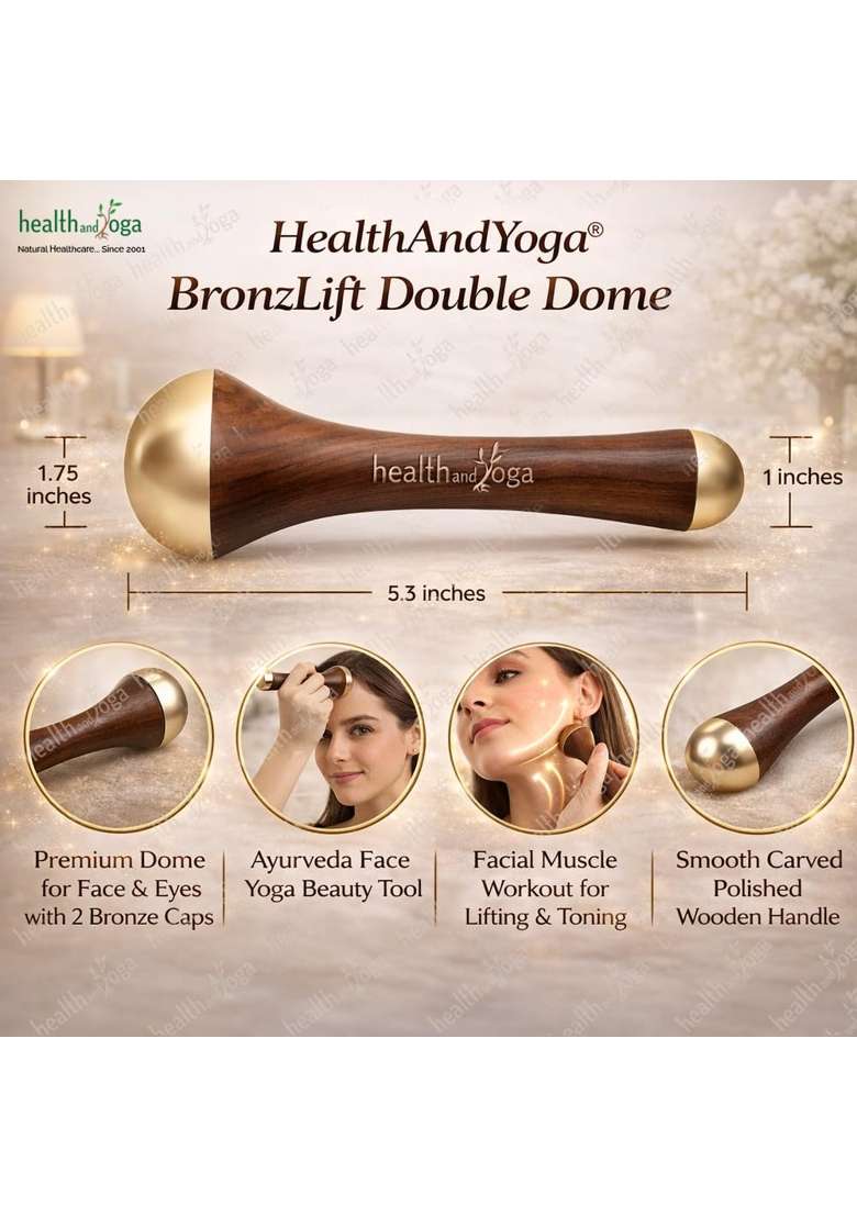 Healthandyoga Bronzlift Double Dome Kansa Wand Facial Massage PLUS Ayurveda Bronzlove Kansa Gua Sha Massage - Indya