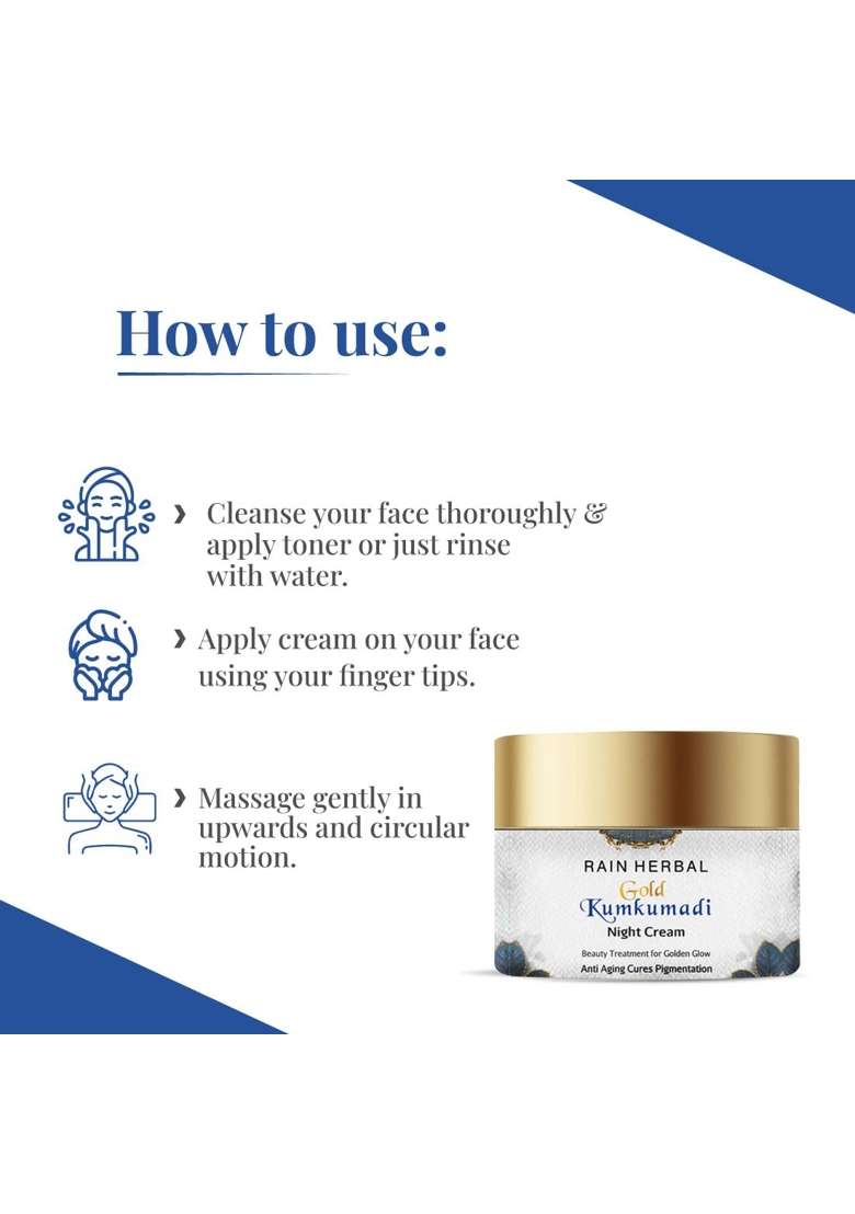 Rain Herbal Kumkumadi Night Cream for Golden Glow Helps in Anti Aging and Pigmentation Care - Indya