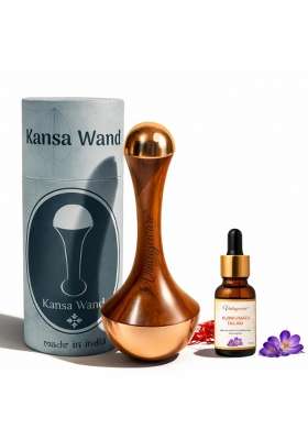 Casaveda Kansa Wand Face and Foot Detox Massager Ayurvedic Kansa Wand Massager Kumkumadi Tailam Face Oil 15ML