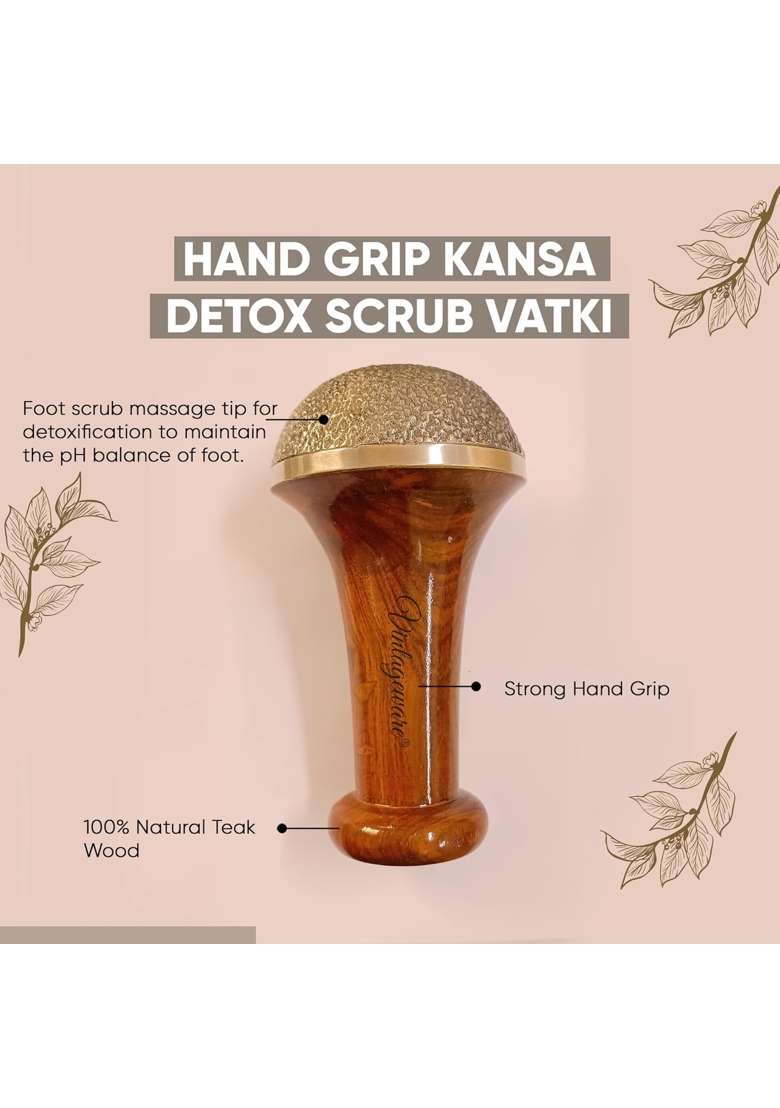 Vintageware Kansa Vatki Kansa Wand Ayurvedic Foot Massager with Kumkumadi Thailam Face Oil - Indya