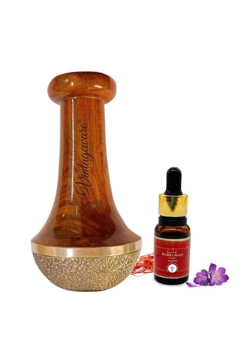 Vintageware Kansa Vatki Kansa Wand Ayurvedic Foot Massager with Kumkumadi Thailam Face Oil