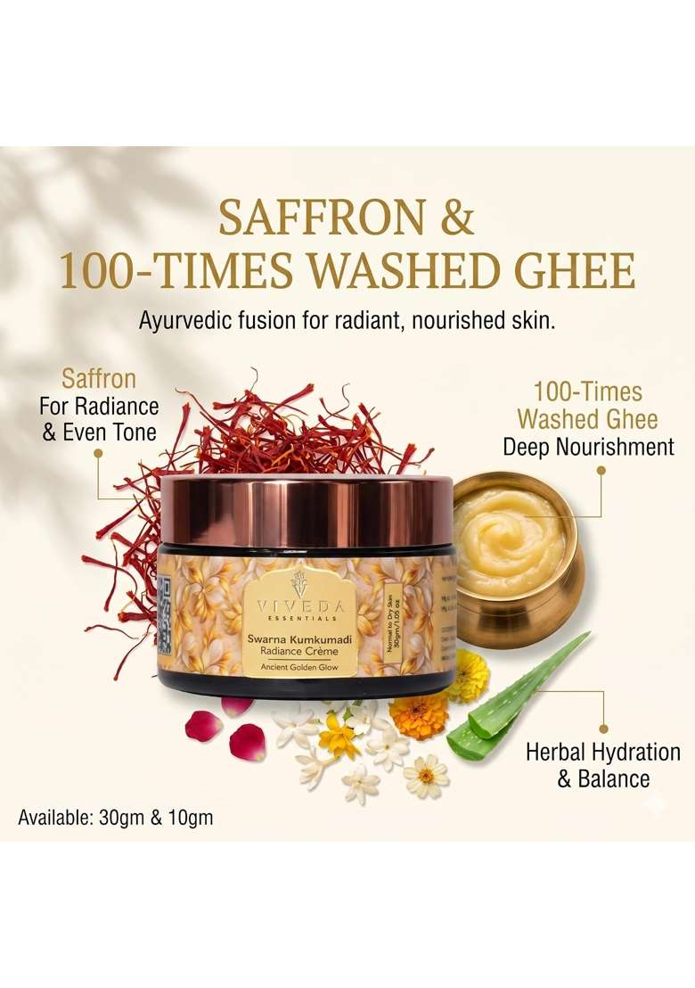 Viveda Essentials Swarna Kumkumadi Radiance Cream Ayurvedic Face Cream for Glowing Skin - Indya