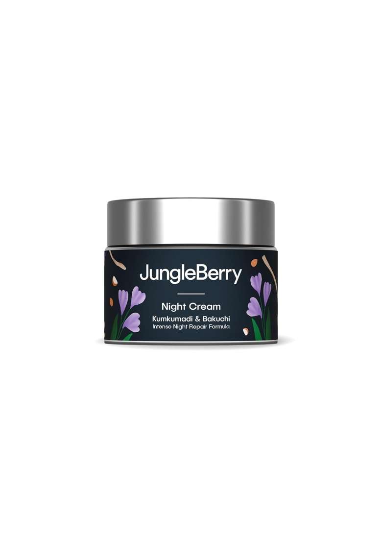 Jungleberry Kumkumadi and Bakuchi Night Cream with Intense Night Repair Formula Cream for Brightness Skin - Indya