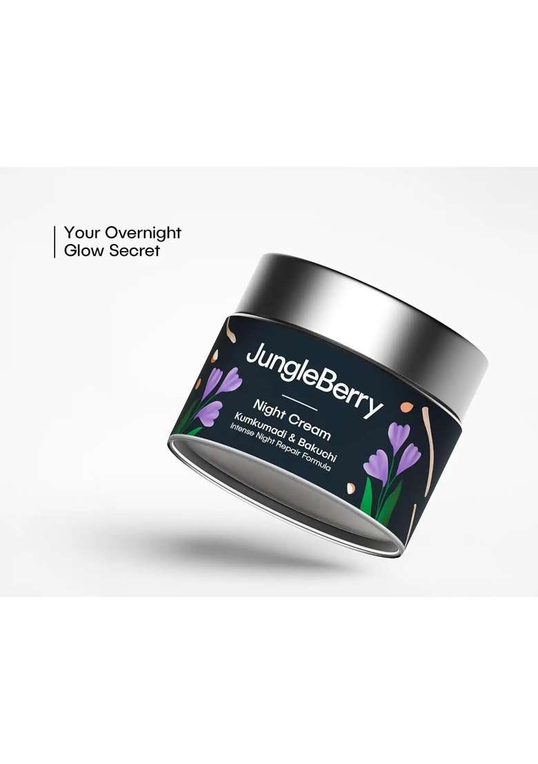 Jungleberry Kumkumadi and Bakuchi Night Cream with Intense Night Repair Formula Cream for Brightness Skin - Indya