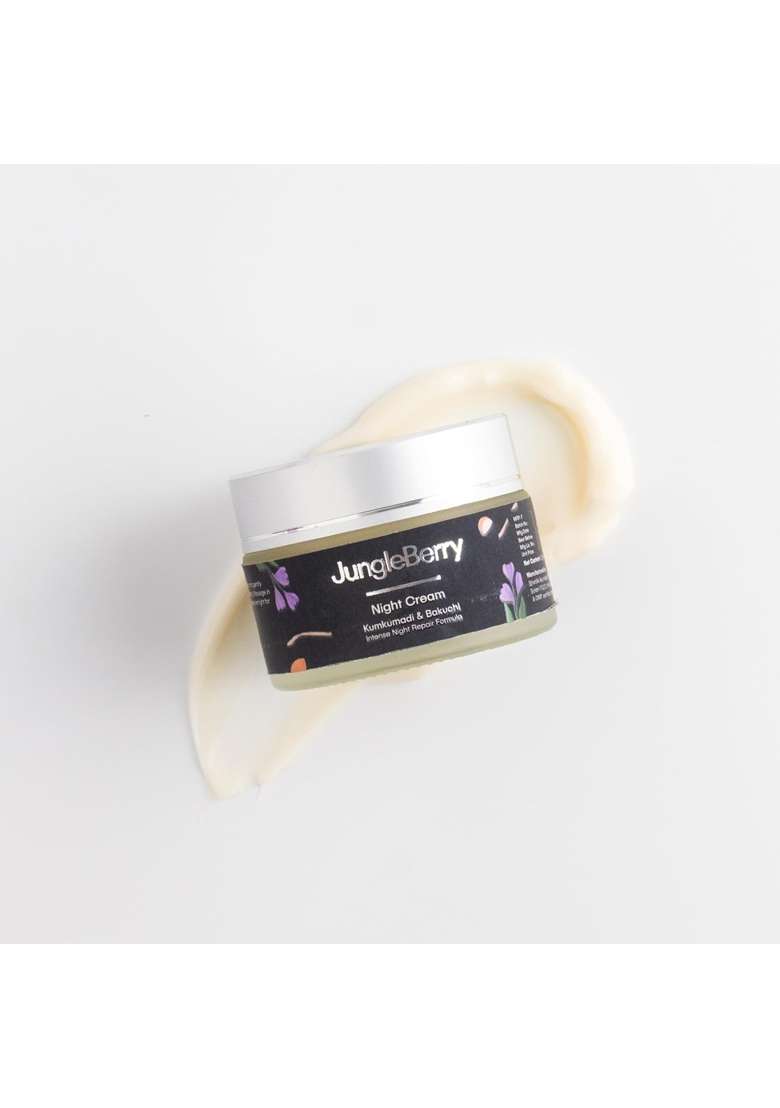 Jungleberry Kumkumadi and Bakuchi Night Cream with Intense Night Repair Formula Cream for Brightness Skin - Indya