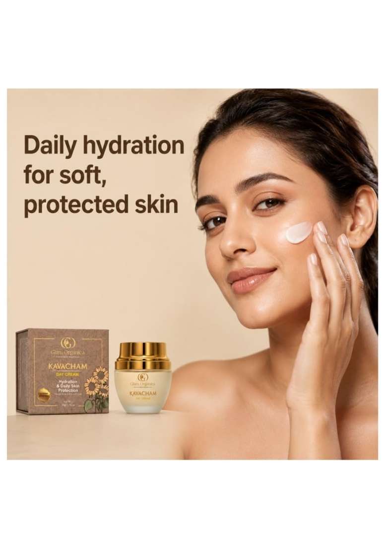 GLAM Organica Kavacham Day Cream 50 G Daily Hydration and Sun Protection - Indya