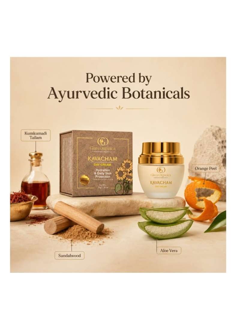 GLAM Organica Kavacham Day Cream 50 G Daily Hydration and Sun Protection - Indya