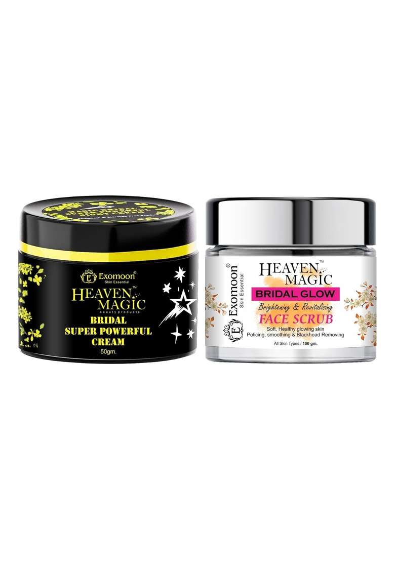 Exomoon Heaven Magic Bridal Glow Face Scrub and Super Powerful Cream Combo for Women and Men - Indya