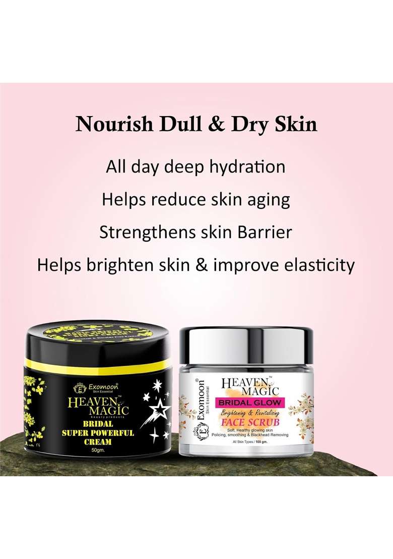 Exomoon Heaven Magic Bridal Glow Face Scrub and Super Powerful Cream Combo for Women and Men - Indya