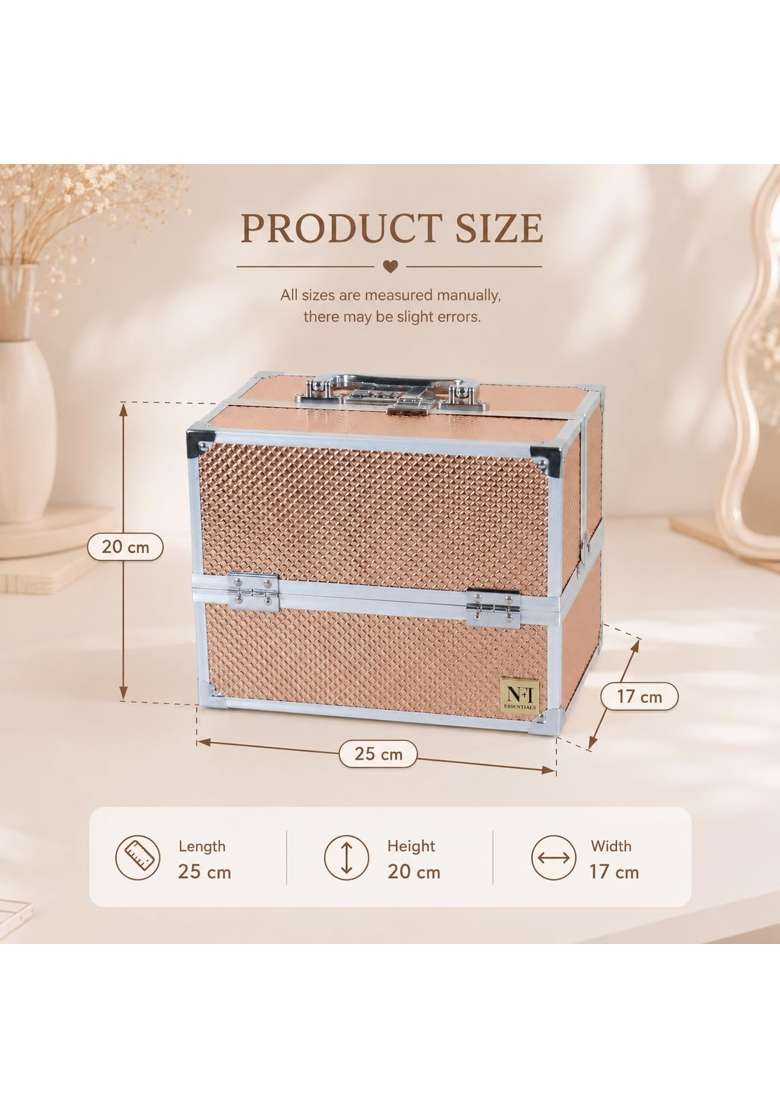 NFI Essentials Makeup Vanity Box for Women Professional Cosmetic Organizer Case with Lock and Multi Layer - Indya