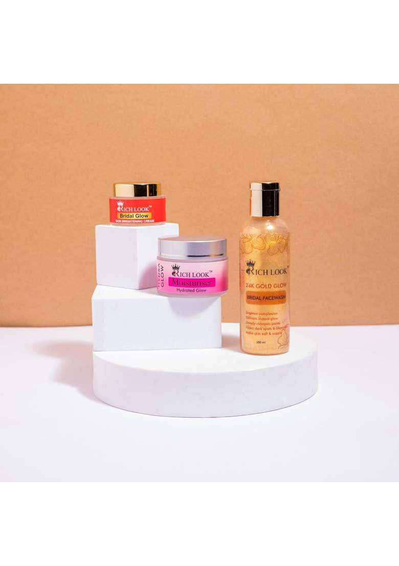 Richlook Bridal Glow Night Cream Gold Facewash and Hydra Boost Moisturizer Ultimate Hydration and Glow Combo - Indya