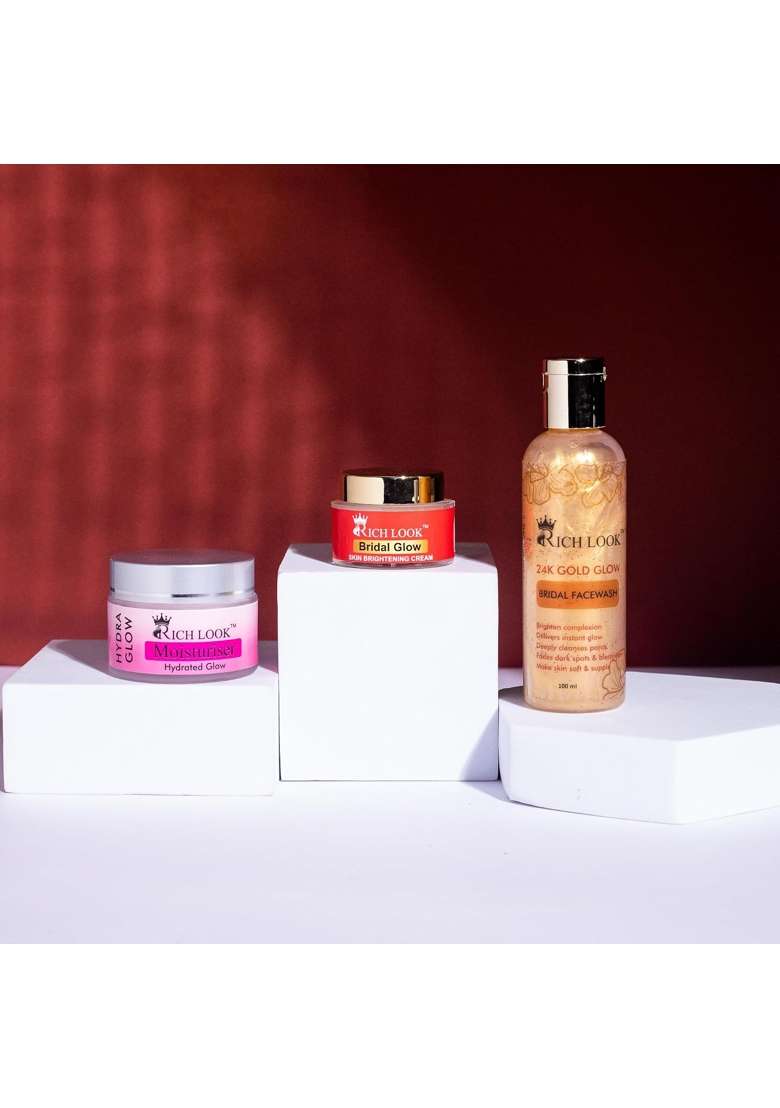 Richlook Bridal Glow Night Cream Gold Facewash and Hydra Boost Moisturizer Ultimate Hydration and Glow Combo - Indya