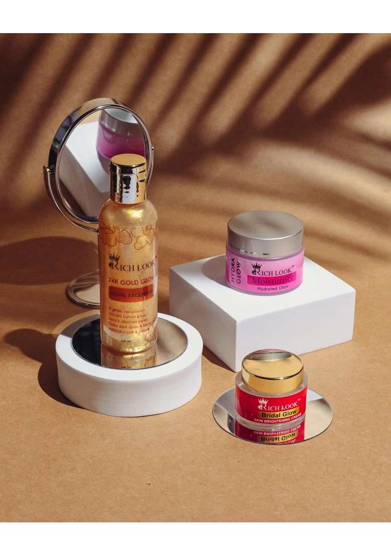 Richlook Bridal Glow Night Cream Gold Facewash and Hydra Boost Moisturizer Ultimate Hydration and Glow Combo - Indya