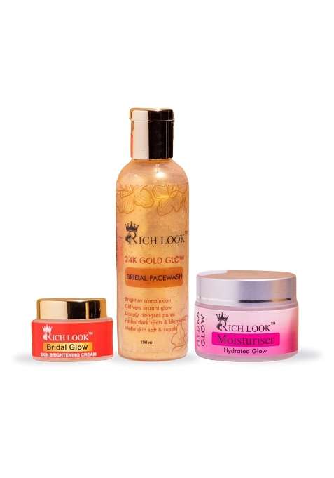 Richlook Bridal Glow Night Cream Gold Facewash and Hydra Boost Moisturizer Ultimate Hydration and Glow Combo