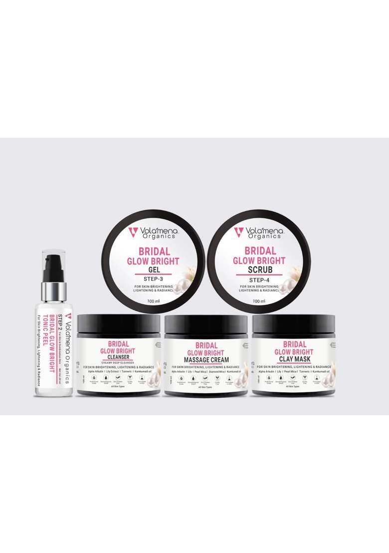 Volamena White Bridal Glow Bright 6 Step Facial Kit for Women and Men with Pearl Mica Diamond Mica - Indya
