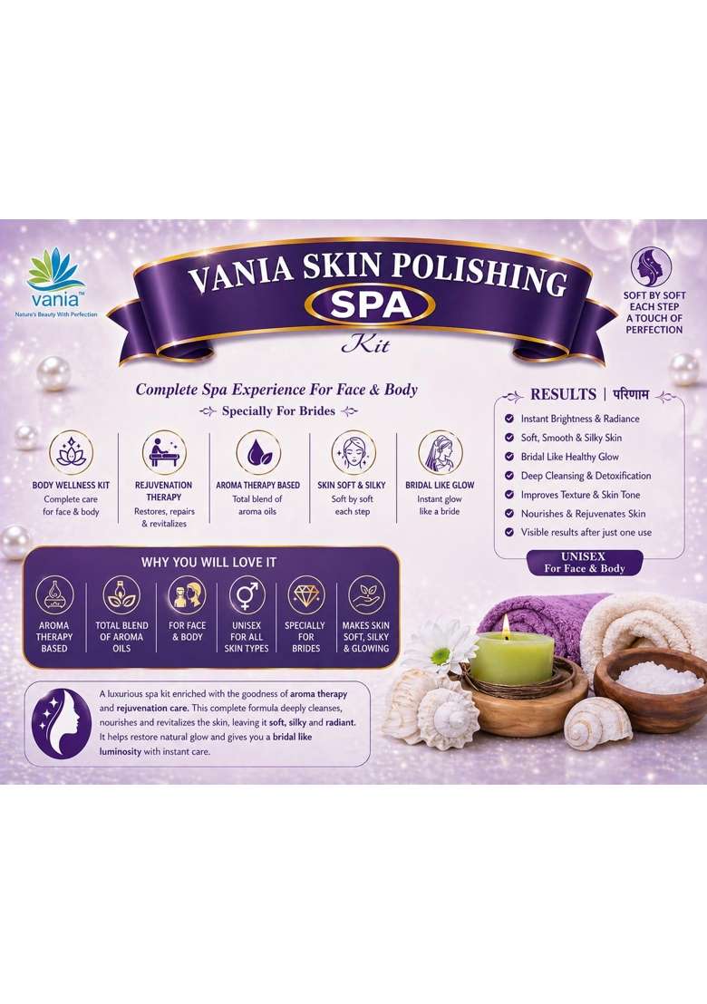 Vania Skin Polishing SPA Facial Kit 2000 GM Plus 100 ML for Men and Women - Indya