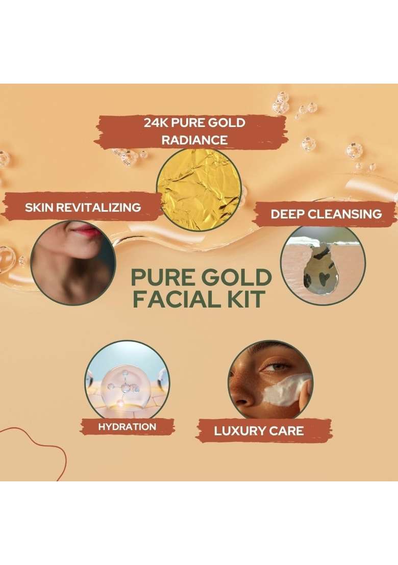 La Marinere Pure Gold Facial Kit for Men and Women Ideal for All Skin Type Pack of 10 - Indya