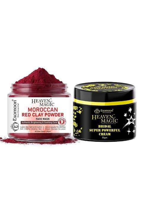Exomoon Heaven Magic Moroccan Red Powder and Bridal Glowing Cream Combo for Face