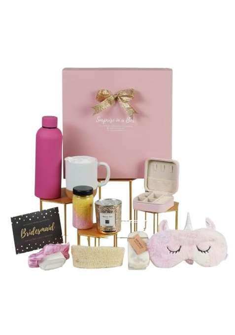 Surprise in a Box Pink Luxury Wellness and Self Care Gift Hamper for Women Bridesmaid Gift Box