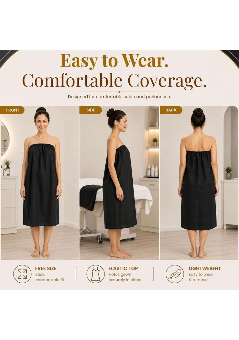 Leios Black Disposable Facial Gown for Women Buy 100 Get 5 Free 30 GSM Non Woven Salon Spa Gown for Waxing - Indya