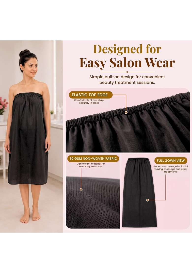 Leios Black Disposable Facial Gown for Women Buy 100 Get 5 Free 30 GSM Non Woven Salon Spa Gown for Waxing - Indya
