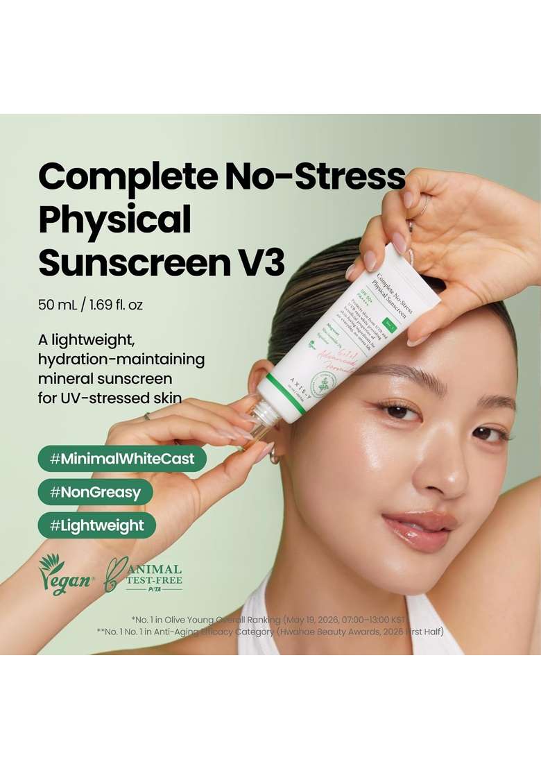AXIS Y White Complete No Stress Physical Sunscreen V3 SPF 50 Mineral Sunscreen with 2 Percent Niacinamide - Indya