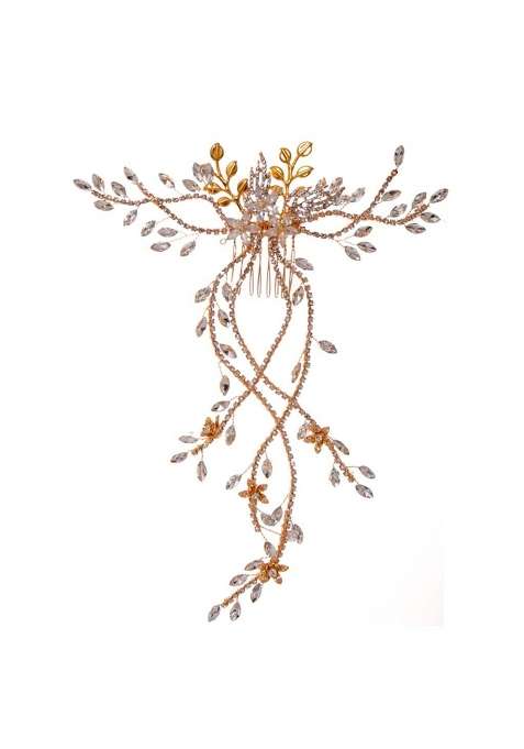 Fashion My Day Wedding Bridal Hair Comb Flower Rhinestone Crystal Hair Clip Pins Bridesmaid Golden